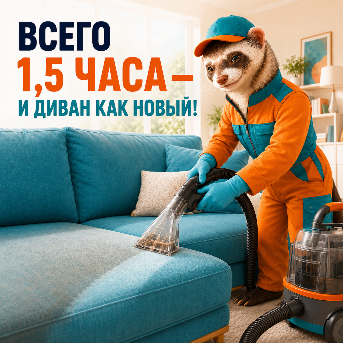 1,5 часа — и диван как новый